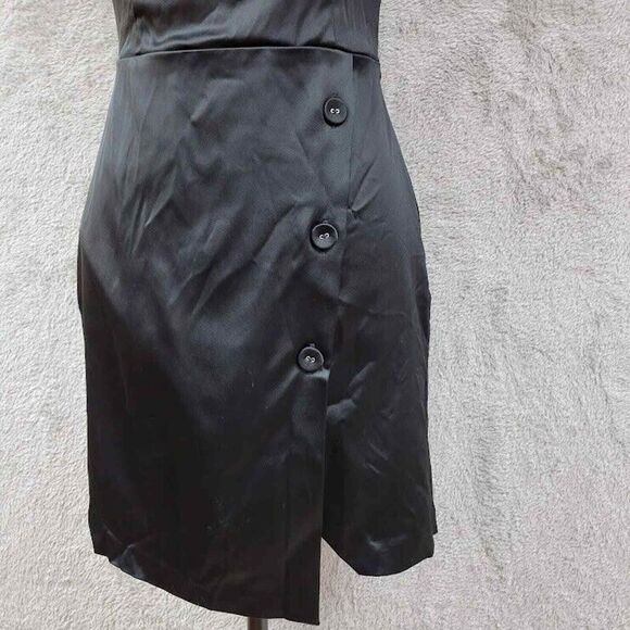Lulus Dress Womens‎ Small Black Satin Sheath Bodycon Evening Cold Shoulder - Picture 10 of 16